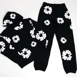Black and White Floral Men's Set